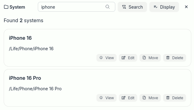 System search results