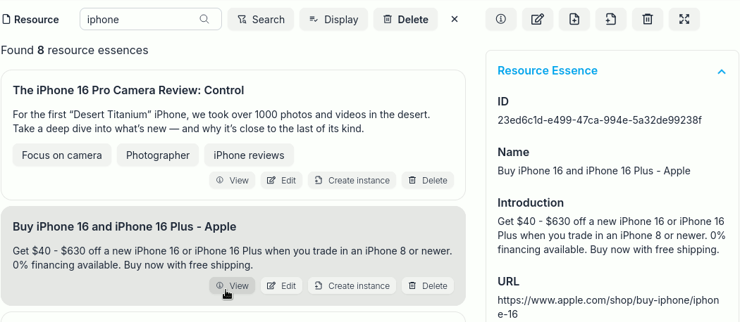 Resource search results
